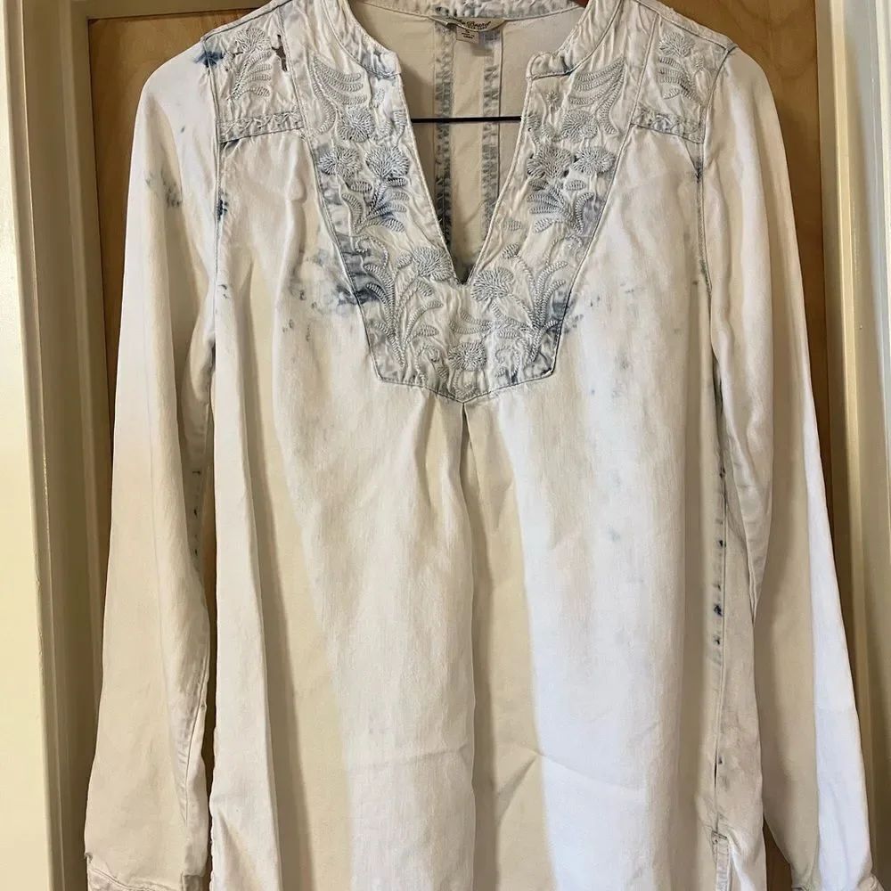 Lucky Brand Weathered Western Tunic Blouse Top sz S